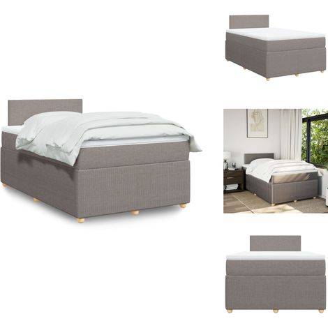 Sommier à lattes de lit avec matelas taupe 120x190 cm tissu - Sommier À Lattes De Lit - Sommiers À Lattes De Lit - Lit - Meuble De Chambre À Coucher (1/5)