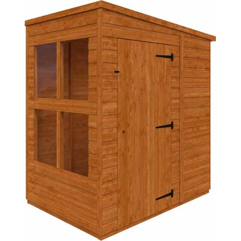 4x6 Flex Pent Summerhouse Garden Sunroom 12mm Flex - L123.8 x W175 x H203 cm - Solid Wood/Softwood/Pine - Burnt Orange