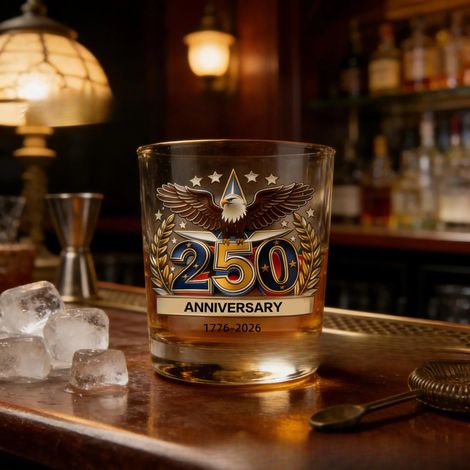 MegaHaustechnik Verwaltungs-GmbH - Nouveau verre à whisky commémoratif du 250e anniversaire des États-Unis - Verre individuel -