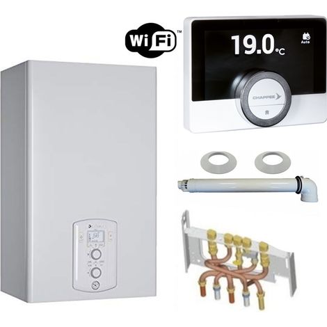 Chaffoteaux – Chaudière gaz à condensation 25 kW – Ventouse – Thermostat connecté Wi-Fi – Capacité 40 litres – Rendement 97,8 %