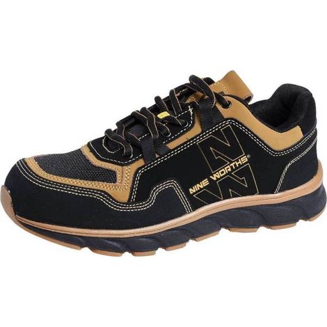 Chaussures de Sécurité Basses Arsène - Taille 48 - Noir/Camel - Résistant et Confortable - D-Work