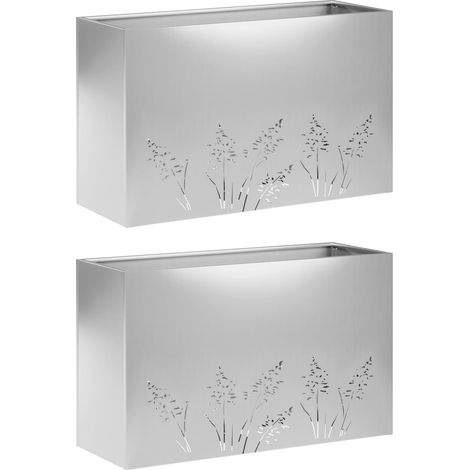 2 pcs Cache-pot d'extérieur, jardinière, Argenté 80 x 30 x 49 cm - Maison La Vie FR38455 (1/5)