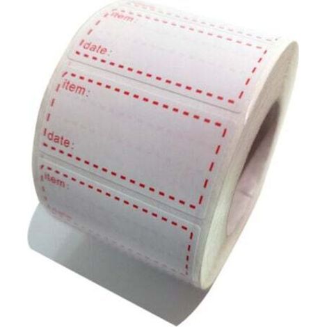 500 congélateur réfrigérateur alimentaire étiquettes rouges rappel eau huile résistant en rouleau avec ligne de perforation, adhésif amovible (1/4)
