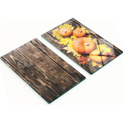 Tablas decorativas de vidrio para servir aperitivos, dise帽o de calabazas marrones, 2x30x52 cm