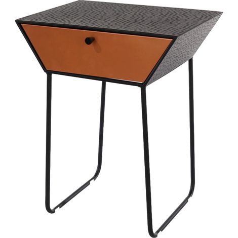 Apollo 1 Drawer Bedside Cabinet - L34.5 x W46 x H57.5 cm - Black/Copper - Partially Assembled