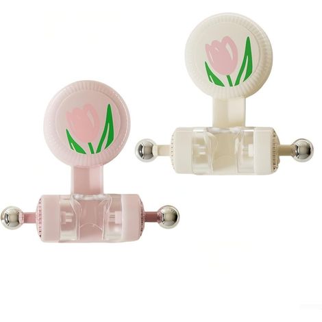 Lot de 2 supports de douche à ventouse, fixation murale, angle réglable, pour douchette, sans perçage, salle de bain, camping-car, 11,7 cm (couleur claire) (1/5)