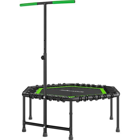 Trampolín Fitness 114x114x132 cm Mango Réglable 3 Niveaux Marco Acero Verde Negro (1/5)