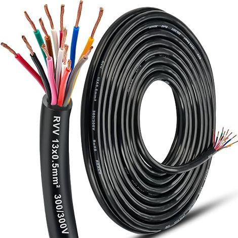 LED Trailer Cable 13 Wires 0.5mm², 10M Trailer Cable for Rear Light LED Lighting, 12V/24V Copper Wires Extension for Truck Boat, Waterproof (1/5)