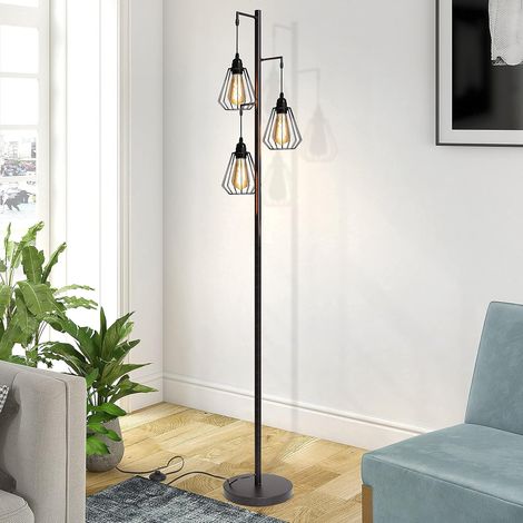 ZMH Lampadaire vintage 3 flammes au design industriel lampadaire rétro en fer lampadaire rétro en métal douille 3E27 MAX 40W hauteur 163cm couleur antique sans ampoule (1/5)