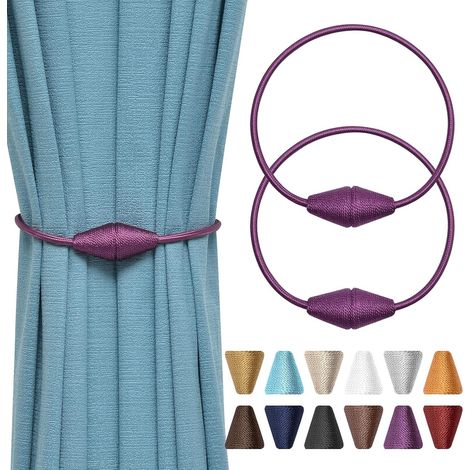 Lot de 2 embrasses magnétiques à cordon enroulé - Fabriquées à la main - Idéal pour la décoration de rideaux de fenêtre à la maison et au bureau (Violet) (1/5)