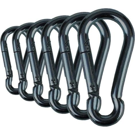 Mousqueton À Fermeture Rapide - Acier Galvanisé À Froid - Charge Utile 90 kg - 5 cm - Pour Randonnée, Camping, Extérieur - Lot De 6 (1/3)