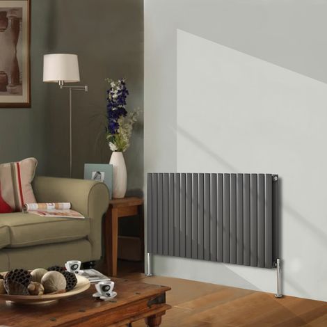 NRG Designer Radiator Oval Column Central Heating Anthracite Rads Horizontal 600x1180mm Double (1/5)