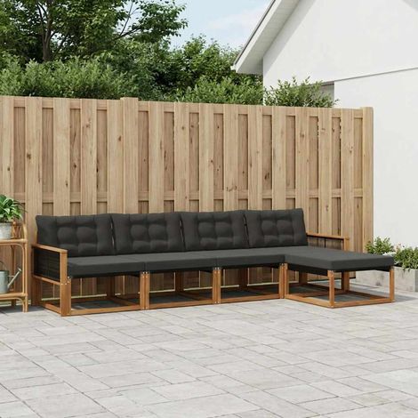 vidaXL Ensemble de canapés d'extérieur 5 pc Naturel et noir (1/5)