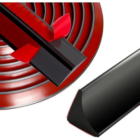 Baguette d'angle autocollante pour plan de travail de cuisine - 3 m - Noir - 15 mm x 15 mm - En silicone flexible et étanche (1/5)