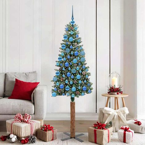 vidaXL Schlanker Weihnachtsbaum mit 300 LEDs mit Ständer Grün 180 cm (1/5)