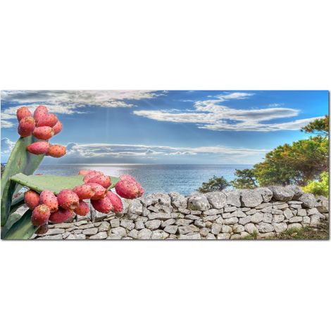 Lupia - Quadro moderno su Tela Canvas DEEP 65X143 cm, con paesaggi e localismi italiani, per casa, soggiorno, capezzale camera da letto, hotel, ufficio, PUGLIA - PAESAGGIO TIPICO SUD GIORNO (1/4)