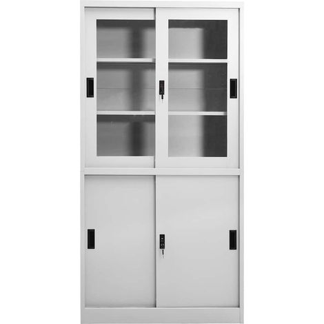 Maison Exclusive - Büroschrank mit Schiebetür Hellgrau 90x40x180 (1/5)