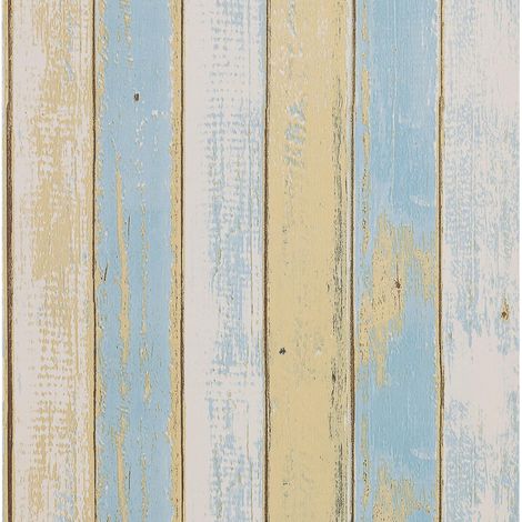 Papier Peint Autocollant Effet Panneau de Bois Brun Bleu Vintage Amovible Imperméable à L'eau Contact Papier pour Portes Décoratives Cabinet Bar Comptoir Chambre et Cuisine 44x500cm (1/5)