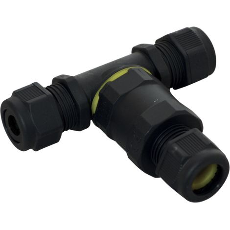 Tibelec – Connecteur étanche en T IP68 – Secteur de câble 0.75 à 1.5 mm² – 450V 16A – Installation rapide pour environnements humides (1/3)