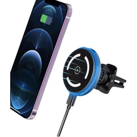 1 Support téléphone, chargeur sans fil 15W, aimant puissant, rotation 360°, fixation tableau de bord ou grille (1/5)