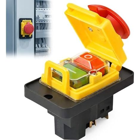 Commutateur de machine Interrupteur d'appareil 3 phases KJD18 400 V : interrupteur de sécurité électromagnétique IP54 Déclencheur de tension zéro pour machines à bois et métal Atelier