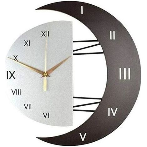 Horloge murale moderne Design moderne Horloge murale Creative Moon Frame Horloge de cuisine Horloge murale pour la maison (33cm) (1/5)