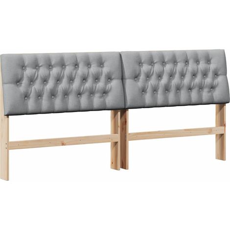 Tête de lit,Décoration murale capitonnée Gris clair 200 cm Pin massif CFW501041 (1/5)