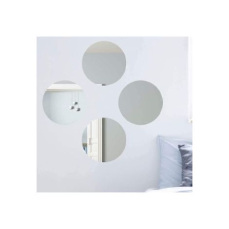 Set 4 Specchi Rotondi Mosaico Adesivi Specchio 15x15cm Decorazione Parete Casa