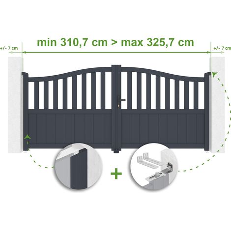 Portail battant ajustable en largeur MEIJE 3m H.140cm Aluminium Gris Anthracite (1/4)