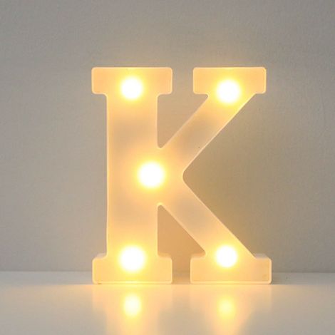 Lettre LED Alphabet - 16 cm x 18 cm x 4,5 cm - ABS Blanc - Éclairage Chaud - Fixation Murale ou Autonome - 1 Pièce (1/3)