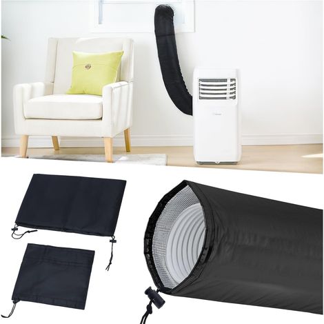 Gaine d'isolation pour tuyau de climatiseur portable Housse pour tuyau de climatiseur mobile Dimensions Env. 131,2 x 26,5 cm-noir (1/5)