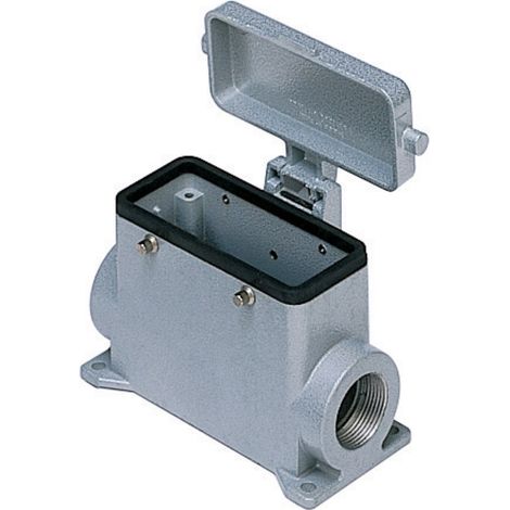 embase saillie - 4 pivots - avec joint et couvercle alu - 2 entrées pg21 - gabarit 77.27 - ilme chp16cs2
