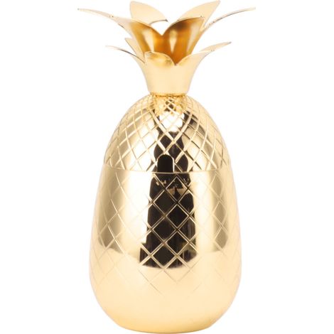 Shaker à cocktails en forme d'ananas, en acier inoxydable poli, surface lisse, 500 ml, couleur or, idéal pour votre bar à domicile. (1/5)