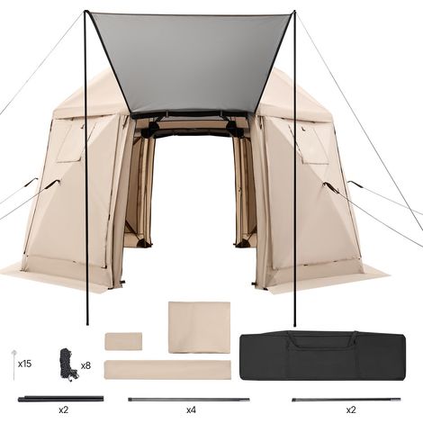 Tente-gazebo pliable avec moustiquaire, 3,6 x 3,6 m, abri de camping sphérique à 13 côtés avec toit amovible et sac de transport, montage rapide et résistant aux morsures, abri solaire moustiquaire po (1/5)