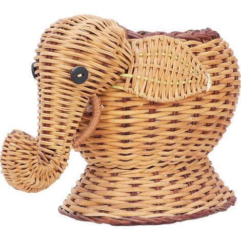 Panier éléphant tressé à la main, panier décoratif en rotin pour le rangement, les courses ou la photographie (1/5)