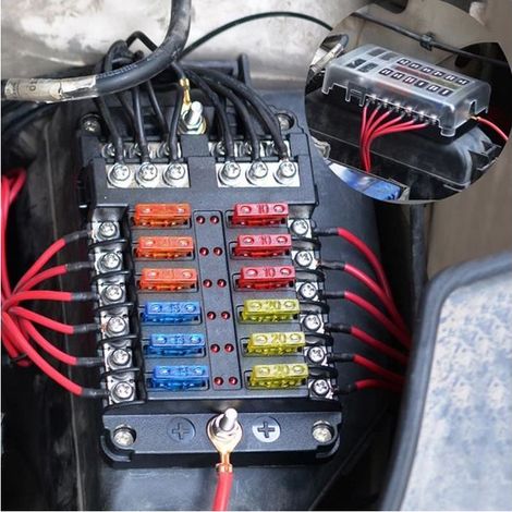 Boîte à Fusibles 12 Voies Porte-Fusible Étanche de Bateau de Voiture Goujon M5 avec Indicateur LED 12V‑32V-Ywey