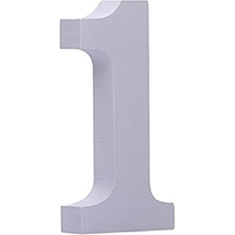 TrAdE Shop Traesio - Numero 1 In Legno Bianco H 11 Cm Decorazione Confettata Compleanno Casa Wedding -
