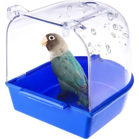 Vasca da bagno trasparente da appendere, doccia in plastica per gabbia per la pulizia di pappagalli e piccoli uccelli (1/5)