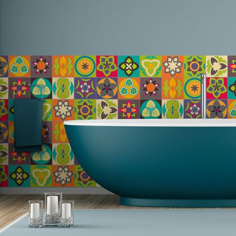 Sticker Mural Carrelage adhésif Cuisine Salle de Bain - 15 STICKERS CARRELAGES AZULEJOS VIÑALES - 15stickers10x10cm (1/4)