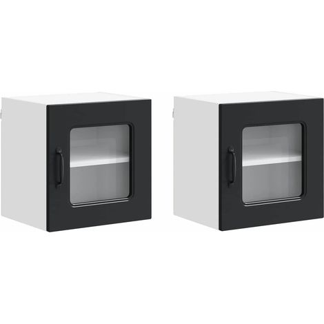 Set di 2 pratici pensili da cucina 40 x 31 x 40 cm in legno composito nero 020053516