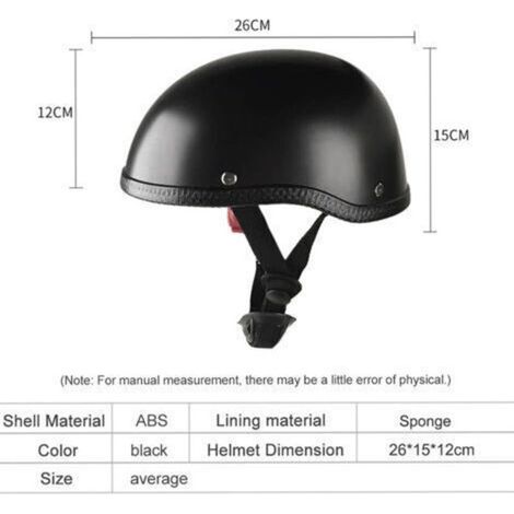 Casque de moto rétro - Matériau ABS léger + doublure en coton lavable - Taille unique - Noir uni (1/3)