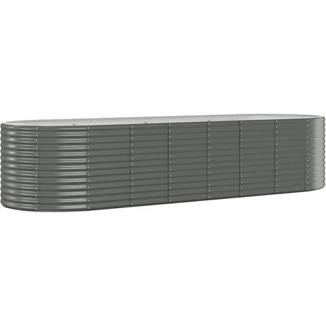 vidaXL Garden Raised Bed Galvanised Steel 322x100x68 cm Grey