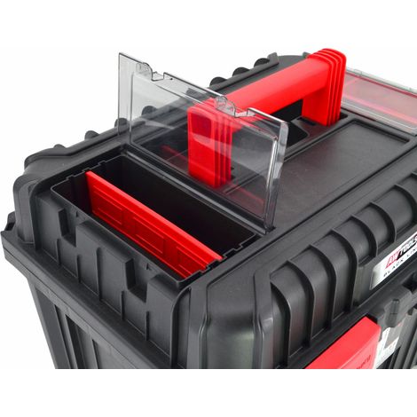 Awtools Caja de herramientas negra con grandes ruedas robusta