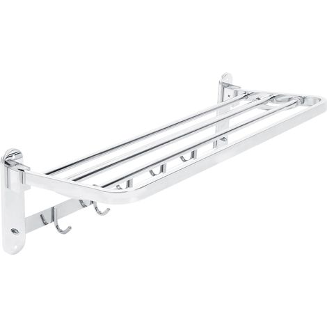 Toallero plegable de acero inoxidable, estante de baño multifuncional montado en la pared con ganchos