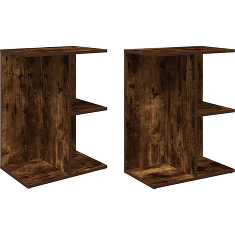 Maison Exclusive - Mesita noche 2 uds madera ingeniería roble ahu