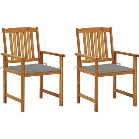 Lot de 2 Chaises de jardin avec coussins Fauteuils de Jardin Bois d'acacia massif 32774 (1/5)