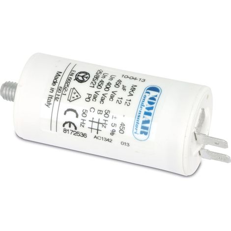 Condensateur de moteur COMAR, 1µF, 450V, 6,3mm