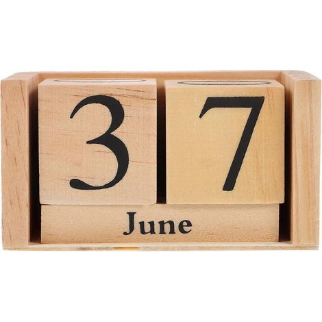 Calendrier en bois élégant, style européen, calendrier perpétuel, bloc de calendrier pour bureau, fournitures de bureau-9.70X5.50X4.50CM (1/4)