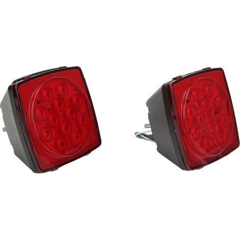 Pair of 12V LED square taillights for trailers, high-brightness brake lights, for motorhomes, boats and snowmobiles (1/5)