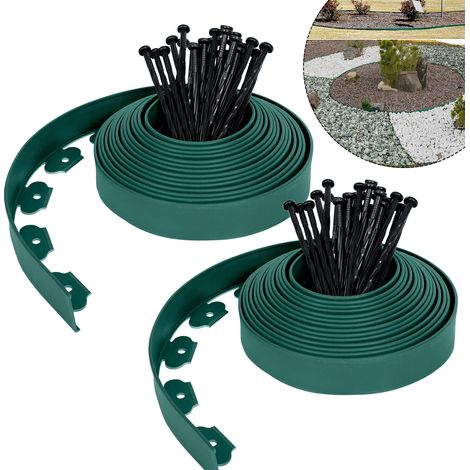 Froadp Beeteinfassungen Kunststoff Beetabgrenzung Garten Palisaden mit Erdanker Kurven Blumenbeet Beetumrandung Mähkante Plastik Rasenkante Garten Zaun (10m, Grün) (1/5)
